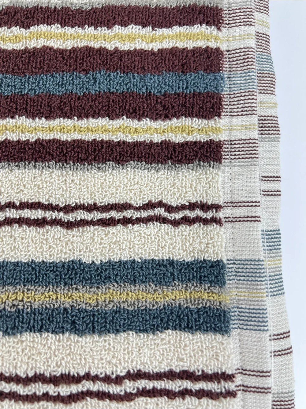 Mi Casa Es Tu Casa Bathroom Towel Set Brown Teal Tan Stripe 100% Cotton 6 Pc NEW